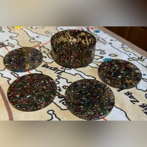 Round confetti, coaster set